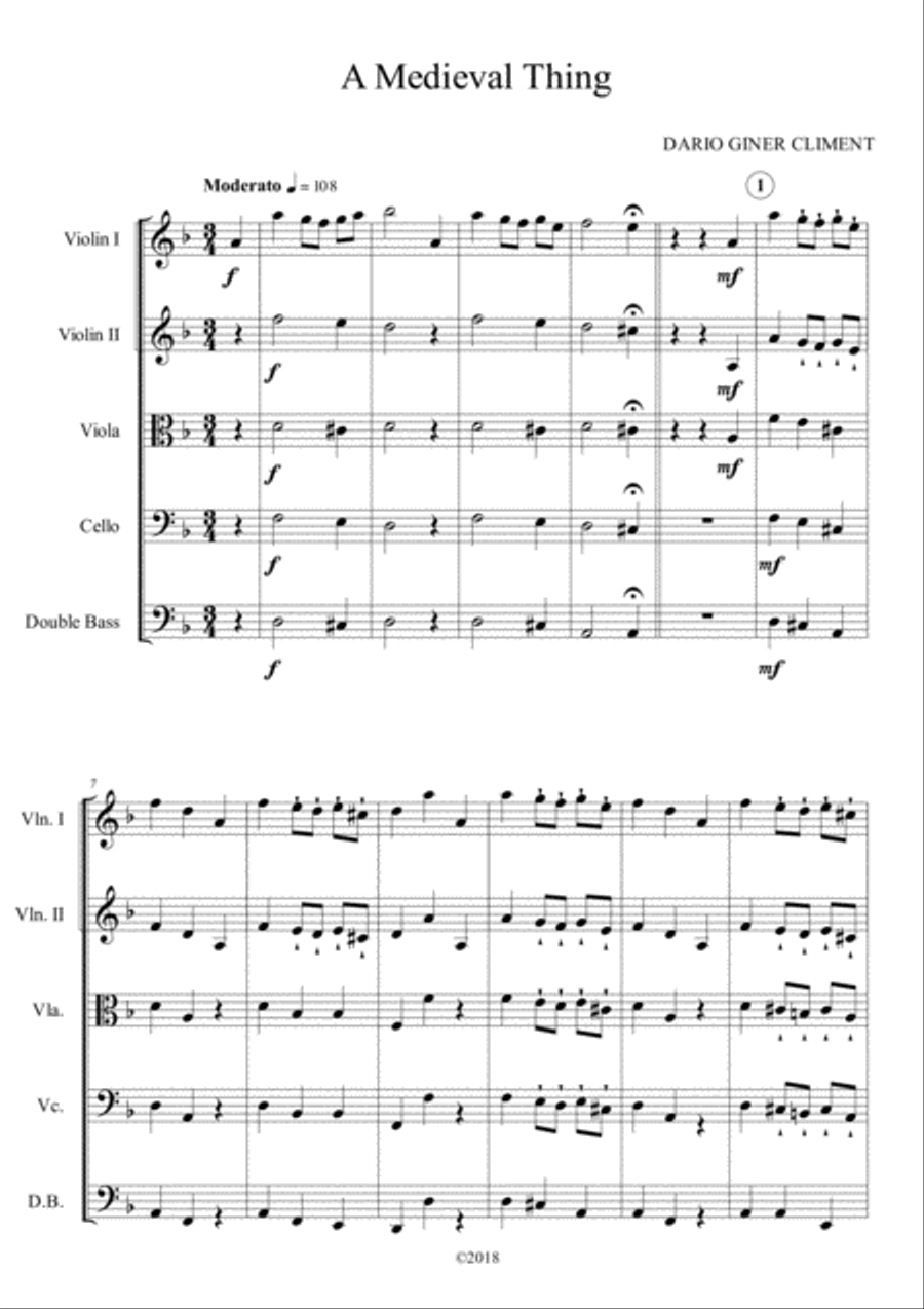 A Medieval Thing (orchestra) String Orchestra scores gallery preview page 3