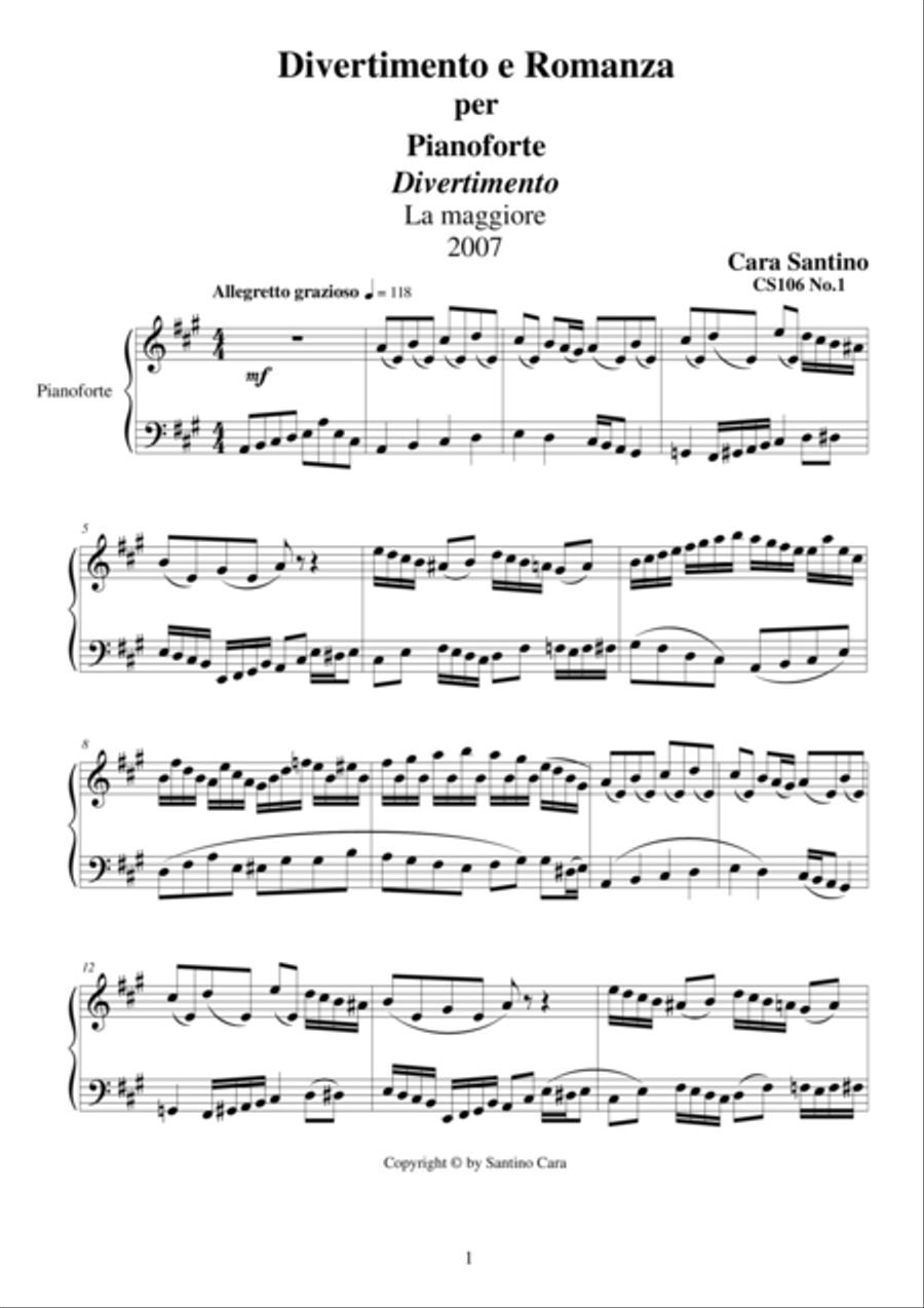 Fun and Romance for piano - CS106 4-Part scores gallery preview page 1