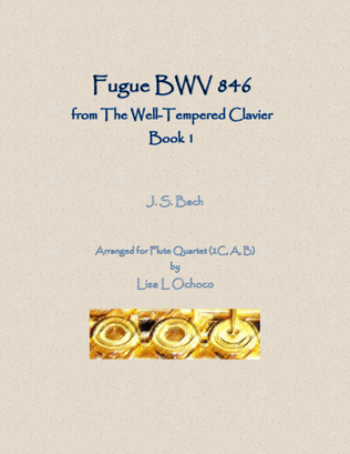 Fugue BWV 846 from The Well-Tempered Clavier, Book 1 for Flute Quartet (2C, A, B)