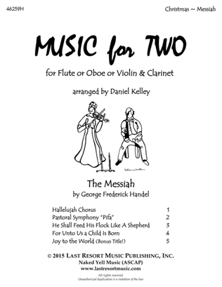 Book cover for Handel's Messiah - Duet - for Flute or Oboe or Violin & Clarinet - Music for Two