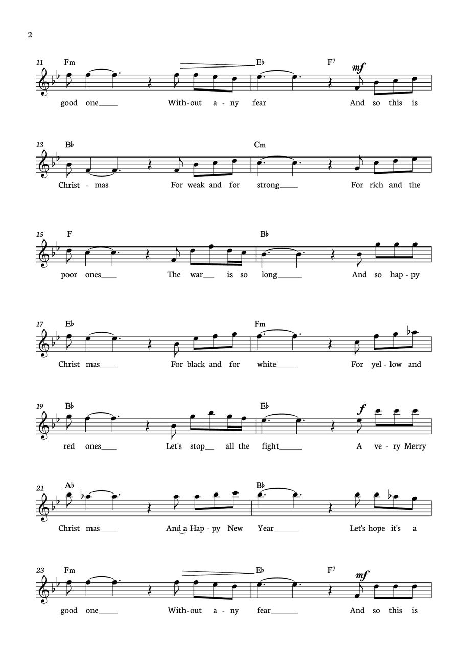 Happy Xmas (war Is Over) Happy Xmas (war Is Over) Acoustic Guitar scores gallery preview page 2