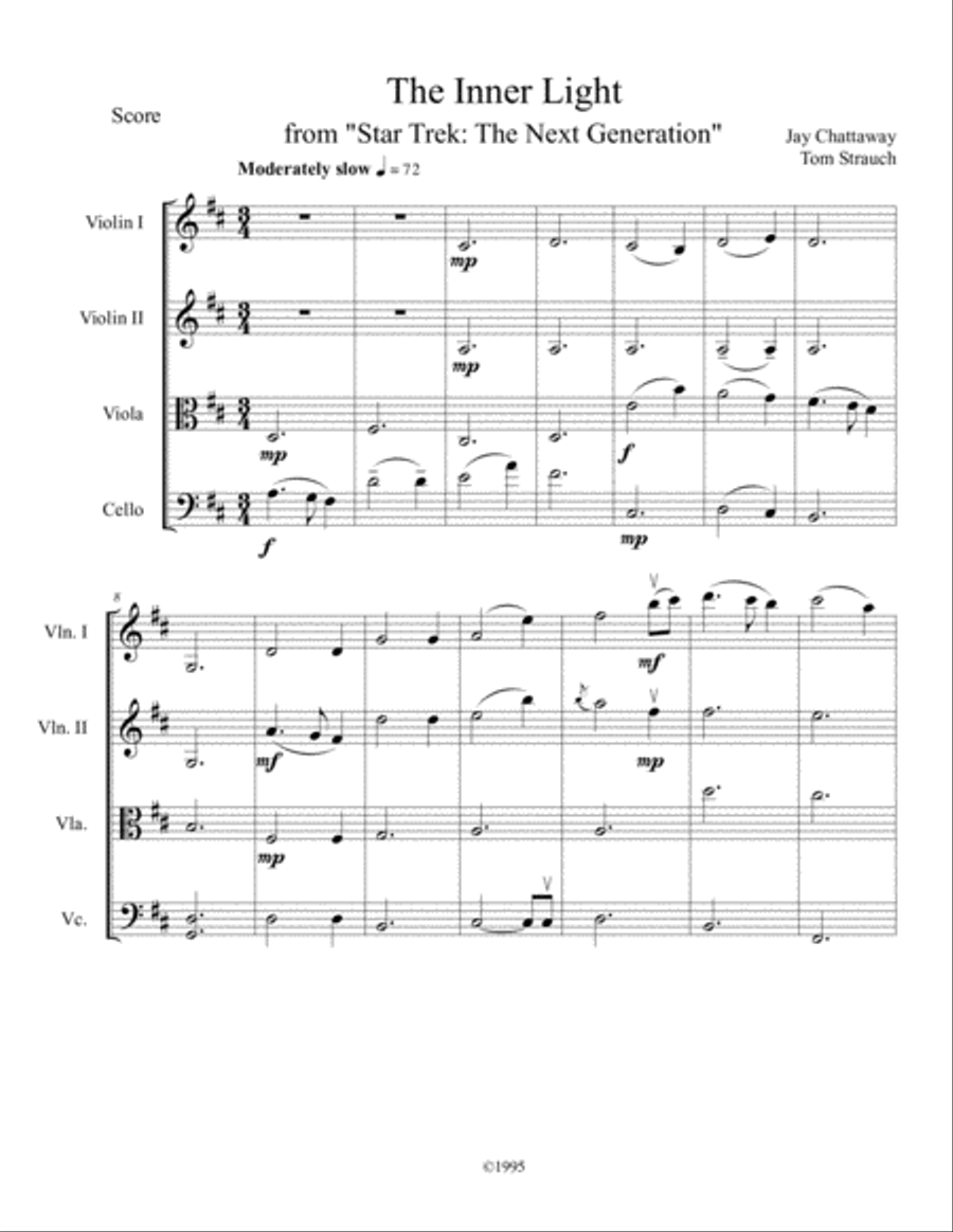 Star Trek(r) - The Inner Light String Quartet scores gallery preview page 1