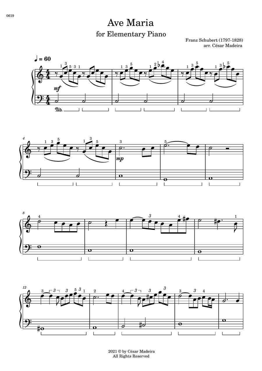 Ave Maria by Schubert - Elementary Piano (Full Score) Easy Piano scores gallery preview page 2