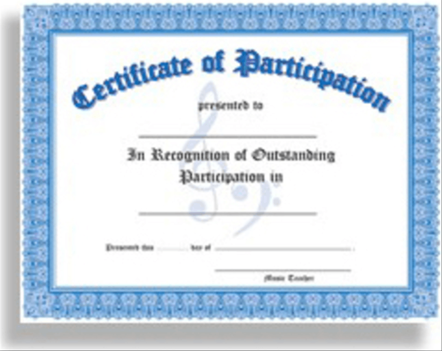 Certificate of Outstanding Participaton - 10 Awards per package