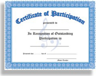 Certificate of Outstanding Participaton - 10 Awards per package