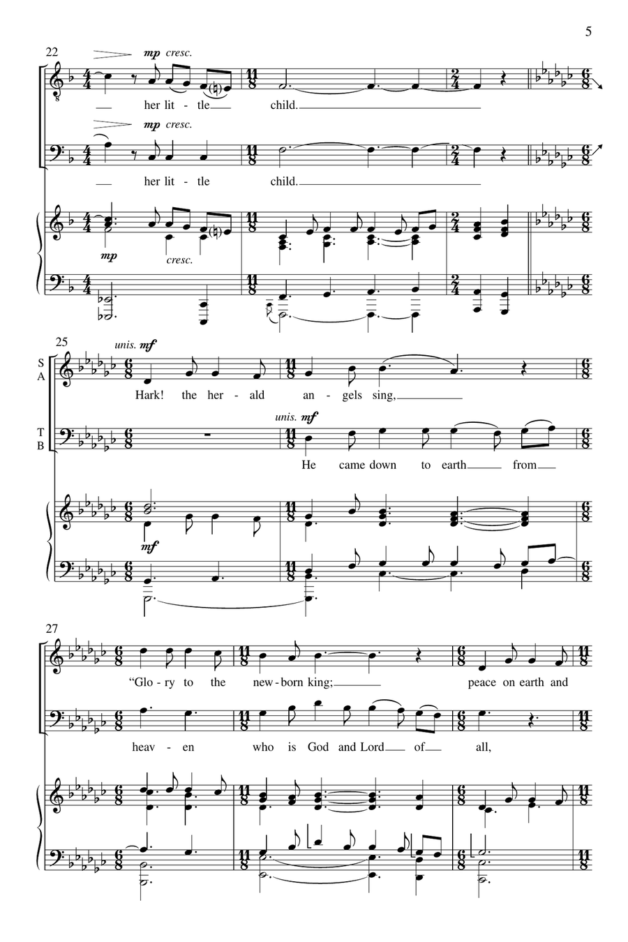 Once in Royal David's City/Hark! The Herald Angels Sing 4-Part scores gallery preview page 5