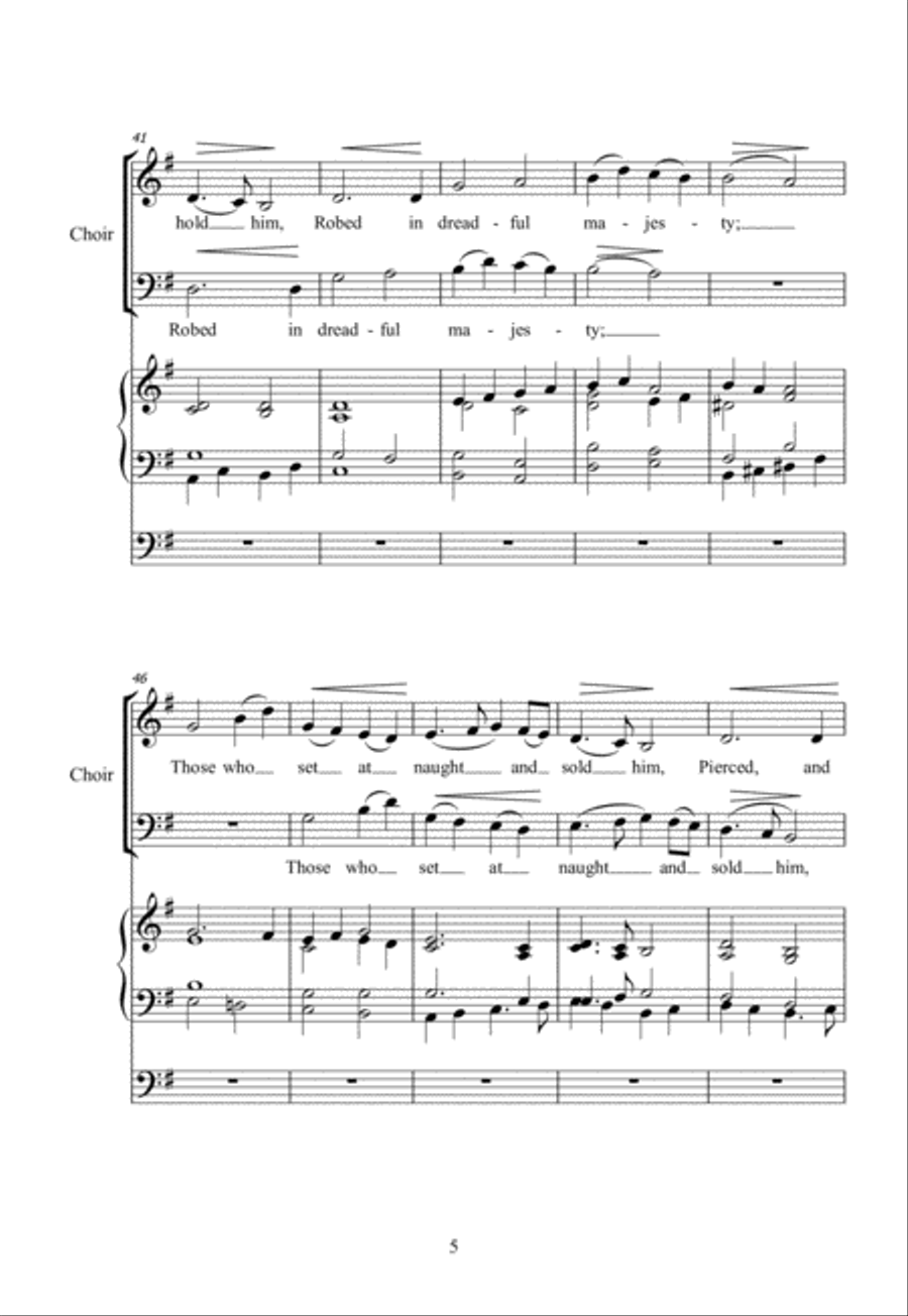 Lo, He Comes with Clouds Descending 4-Part scores gallery preview page 5