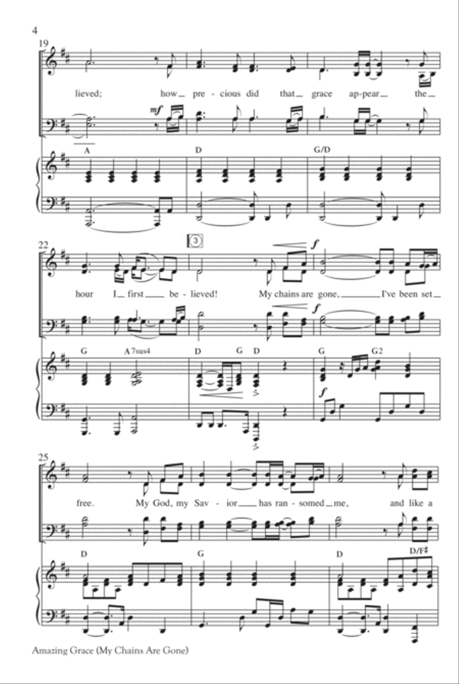 Amazing Grace (My Chains Are Gone) 4-Part scores gallery preview page 4