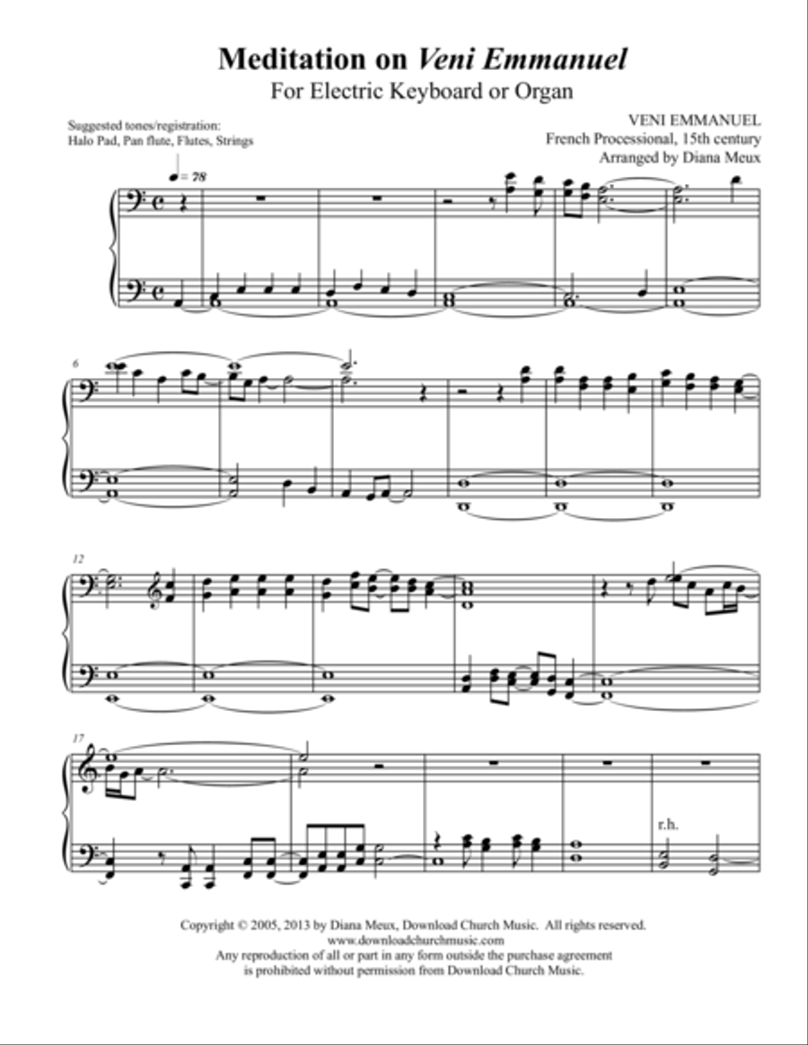 Meditation on Veni Emmanuel (for organ or electric keyboard) Piano scores gallery preview page 1
