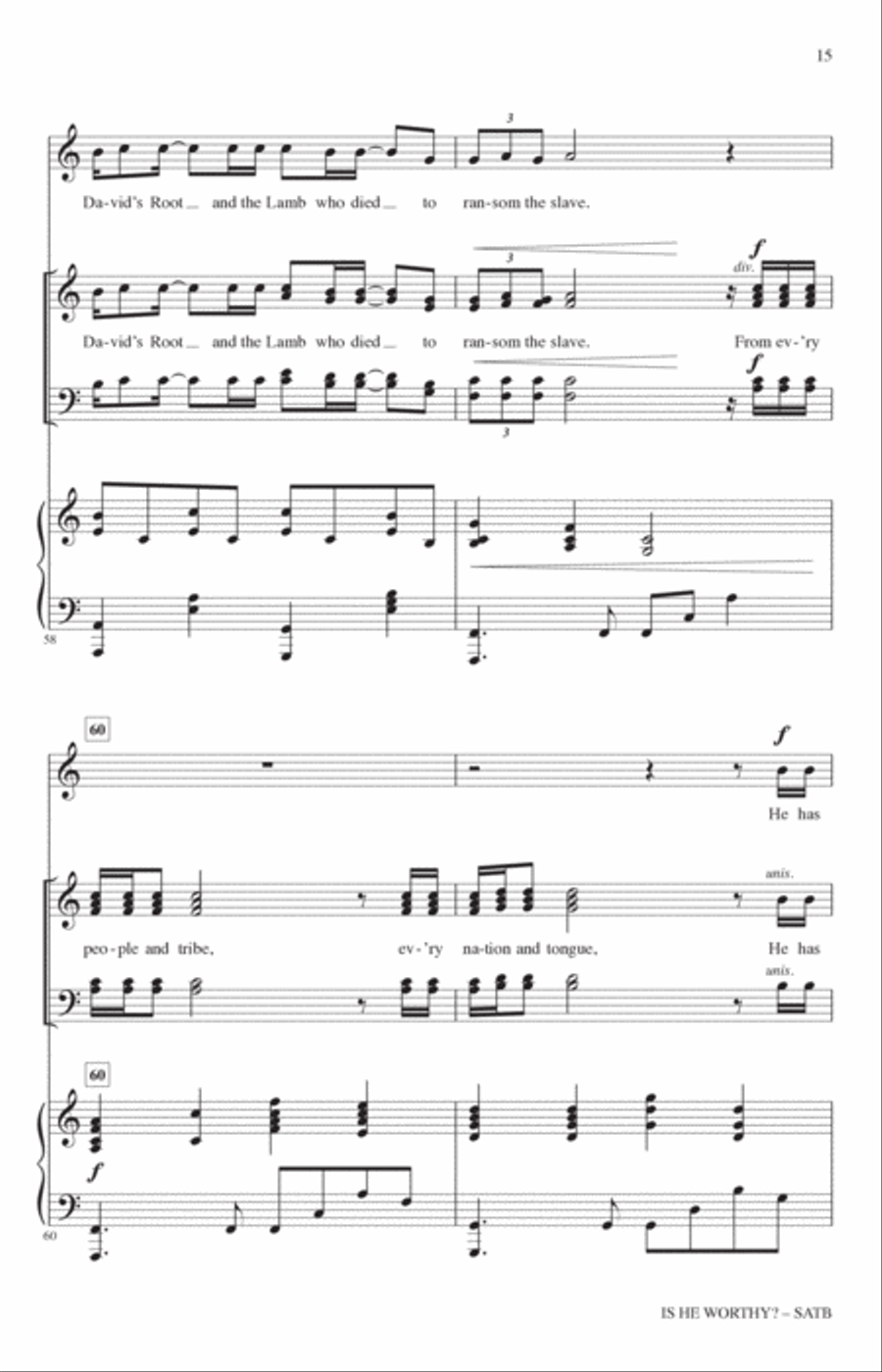 Is He Worthy? (arr. Heather Sorenson) 4-Part scores gallery preview page 14