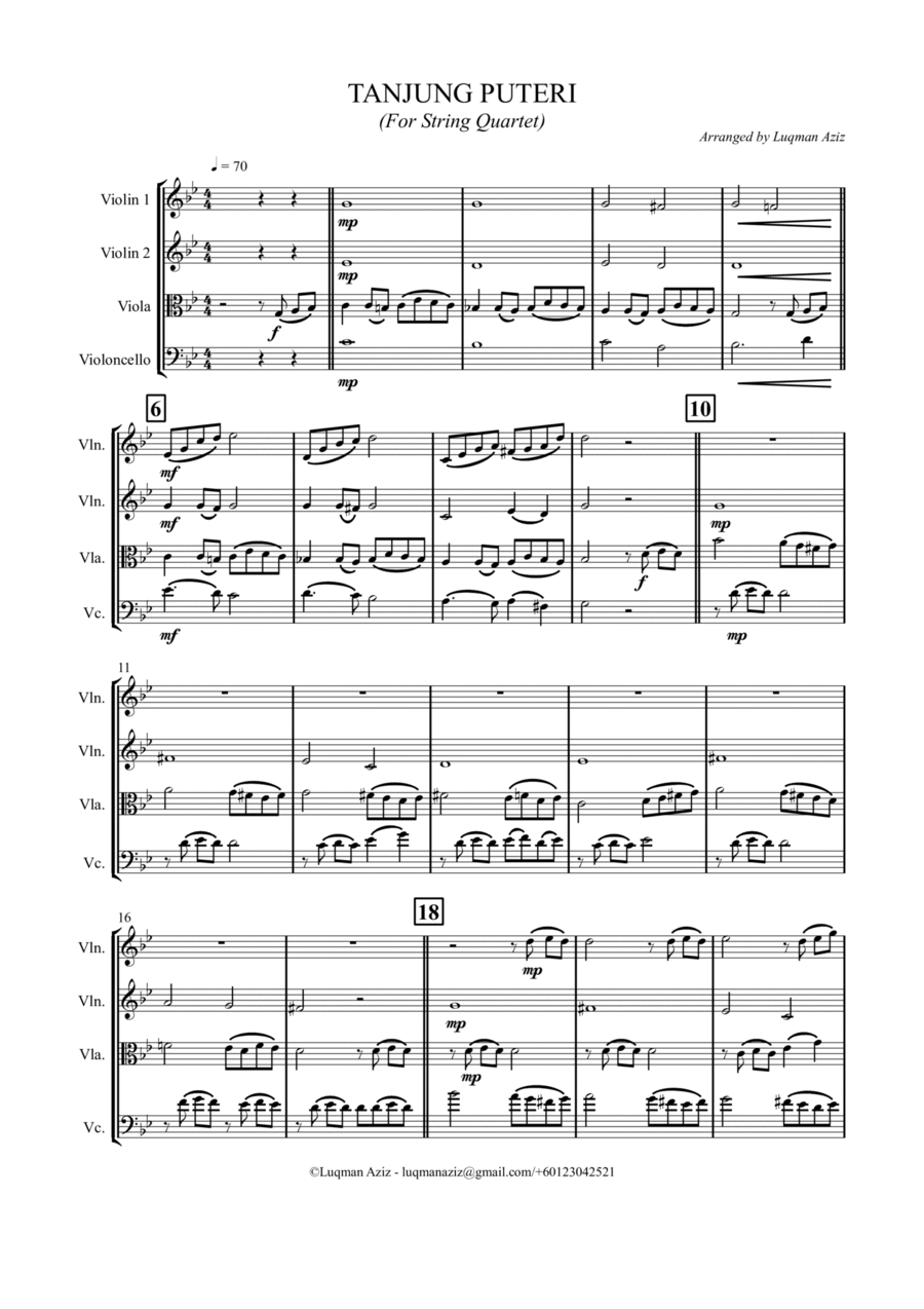 TANJUNG PUTERI String Quartet scores gallery preview page 1