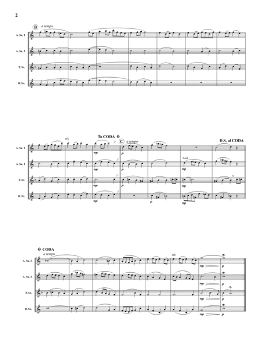 Piece V Saxophone Quartet scores gallery preview page 2