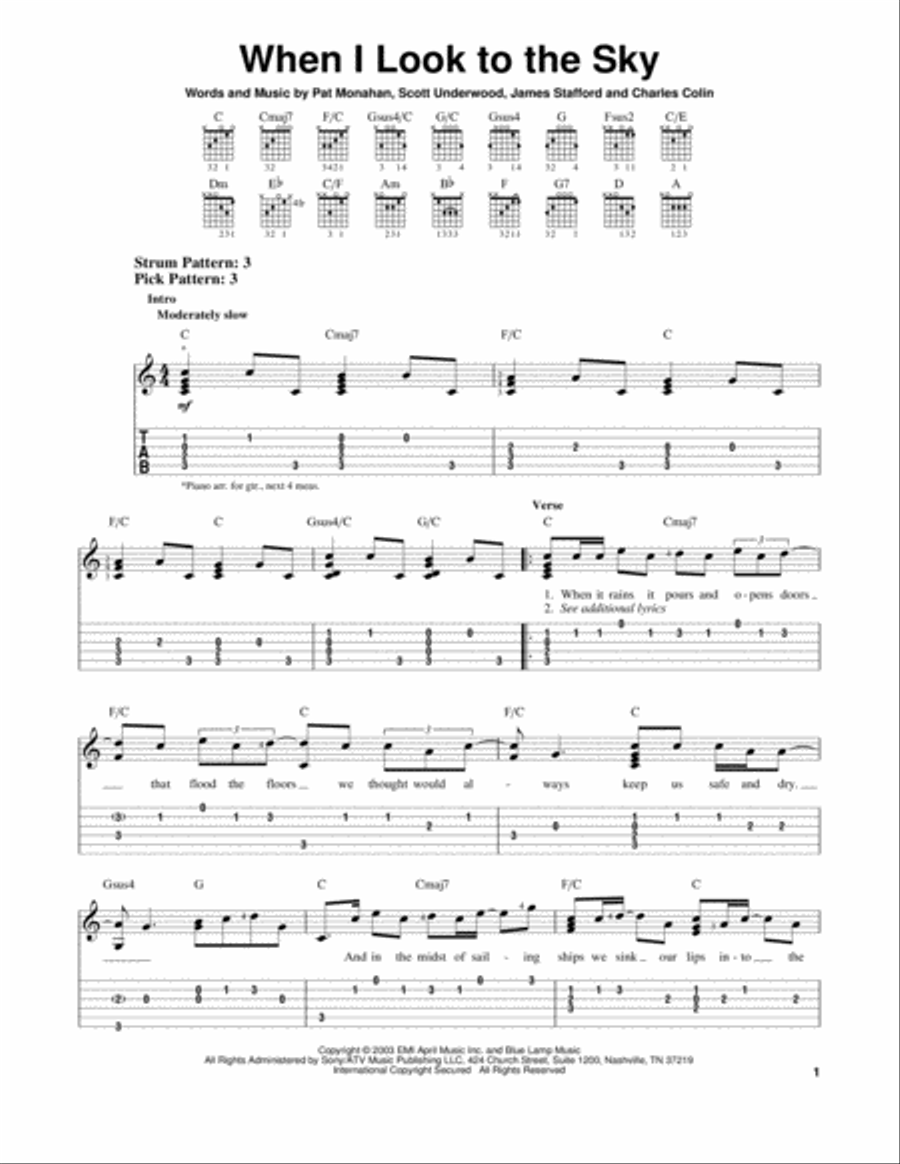 When I Look To The Sky Acoustic Guitar scores gallery preview page 1