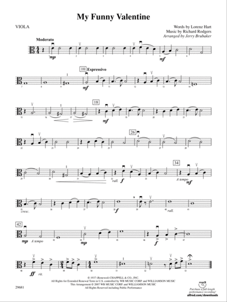 My Funny Valentine: Viola Full Orchestra scores gallery preview page 1