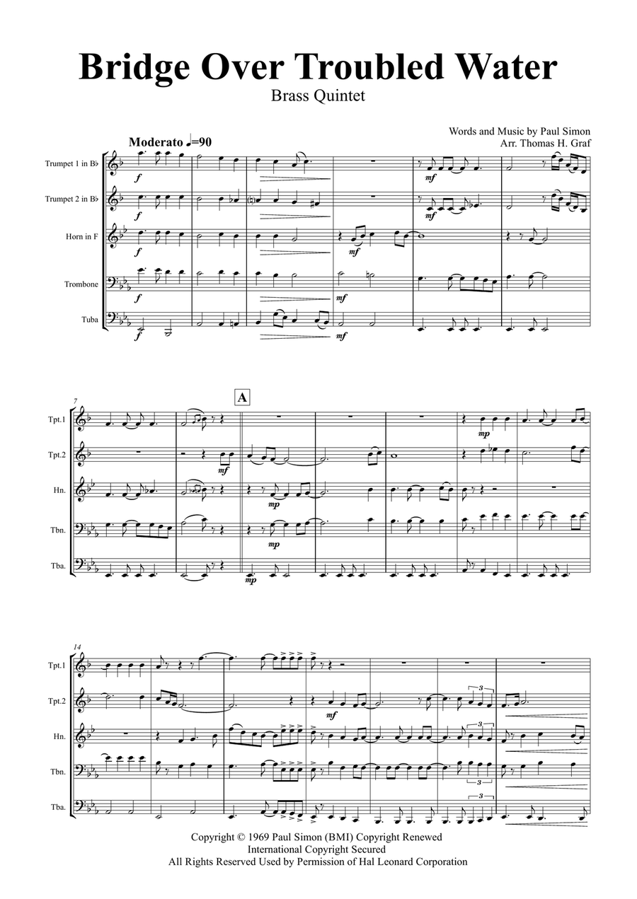 Bridge Over Troubled Water Brass Ensemble scores gallery preview page 1