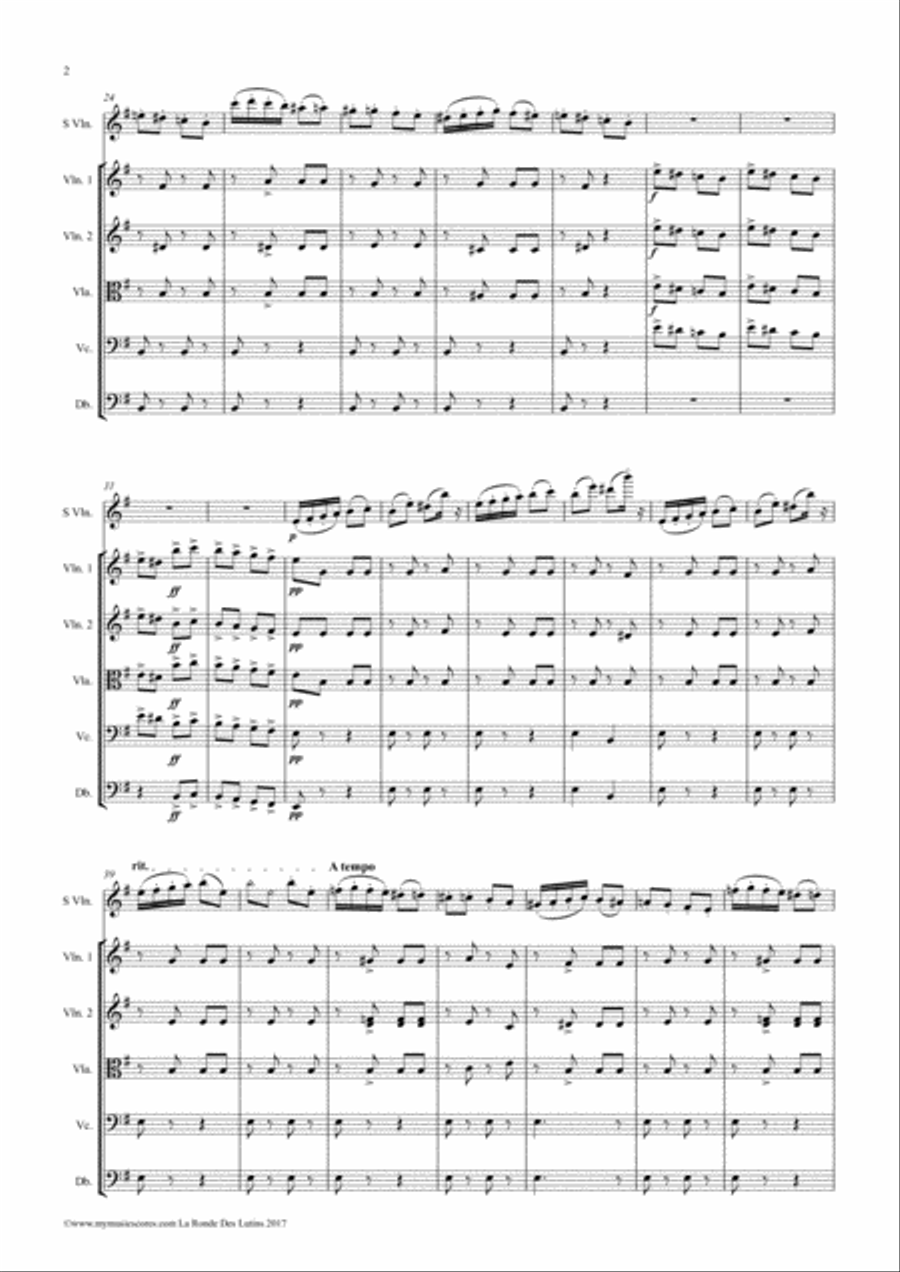 Bazzini La Ronde des Lutins Op. 25 for Violin and String Orchestra String Orchestra scores gallery preview page 3