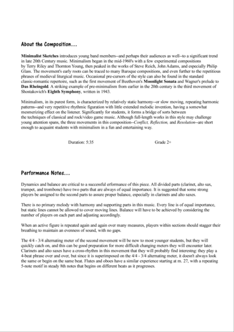 Minimalist Sketches Concert Band scores gallery preview page 3