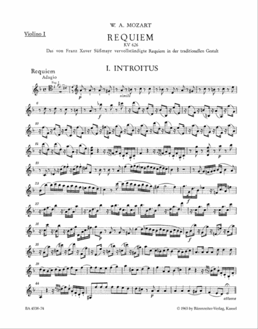 Requiem KV 626 Violin scores gallery preview page 1