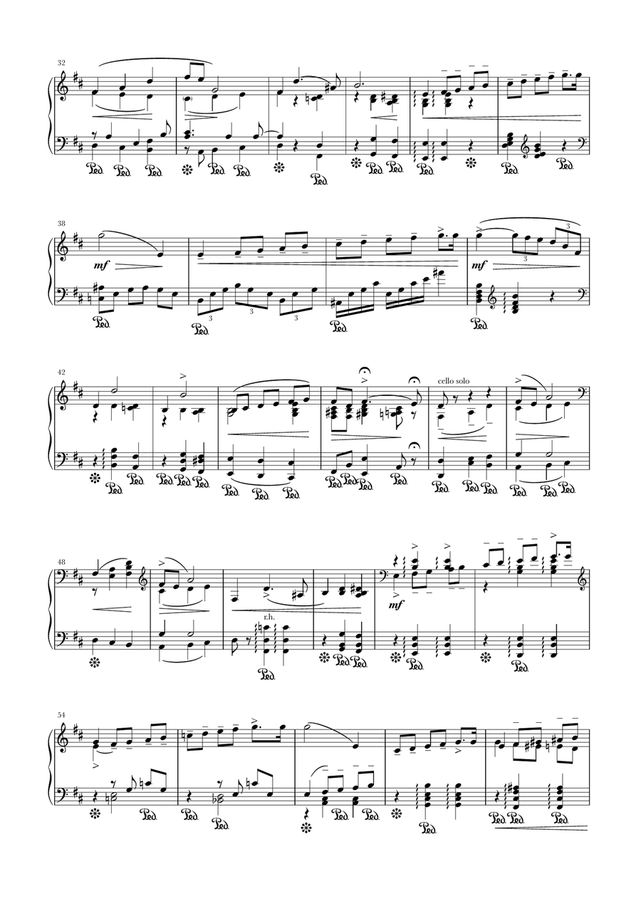 Tchaikovsky Piano Concerto no. 2 Second movement theme Piano Solo scores gallery preview page 2