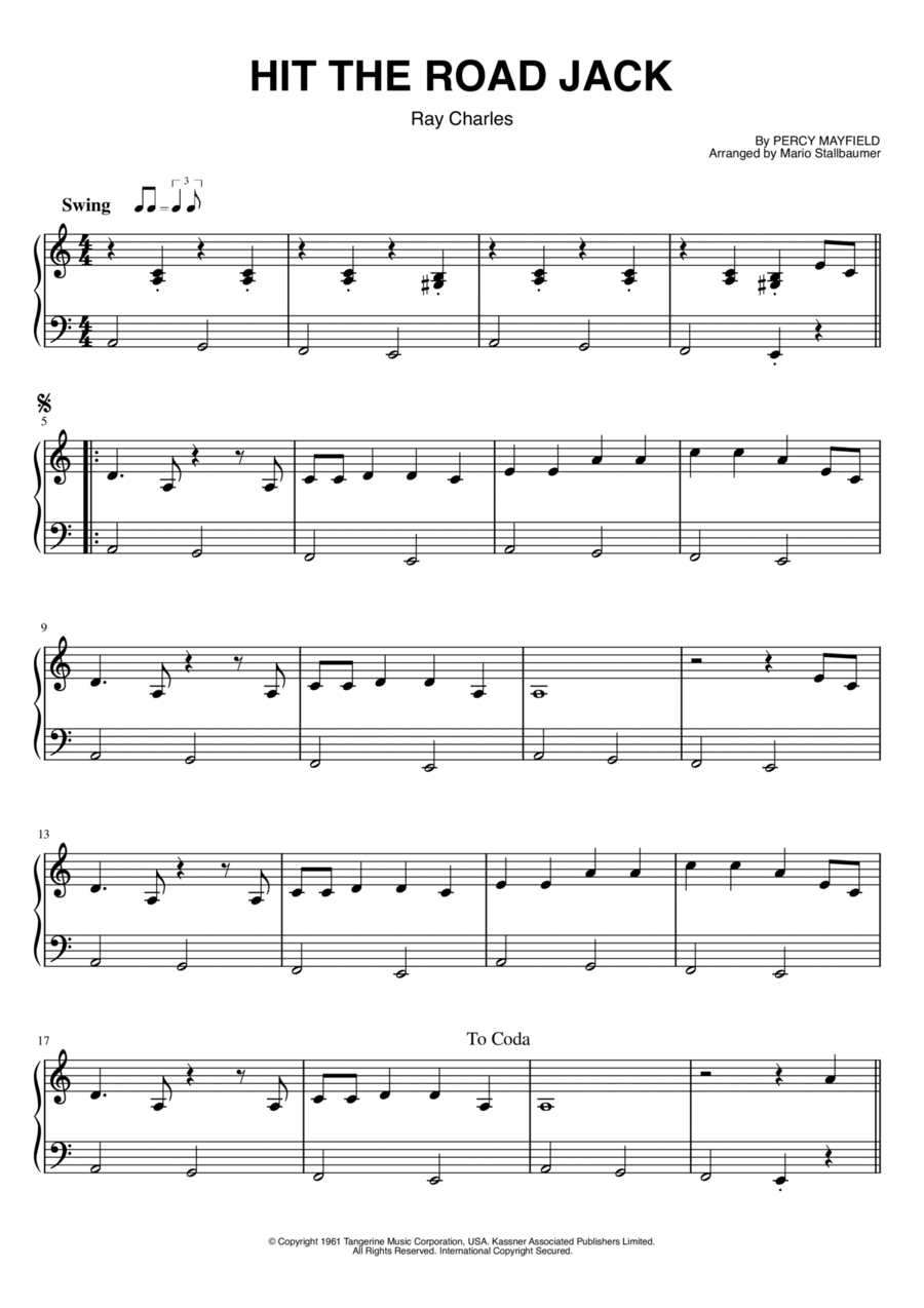 Hit The Road Jack Easy Piano scores gallery preview page 1