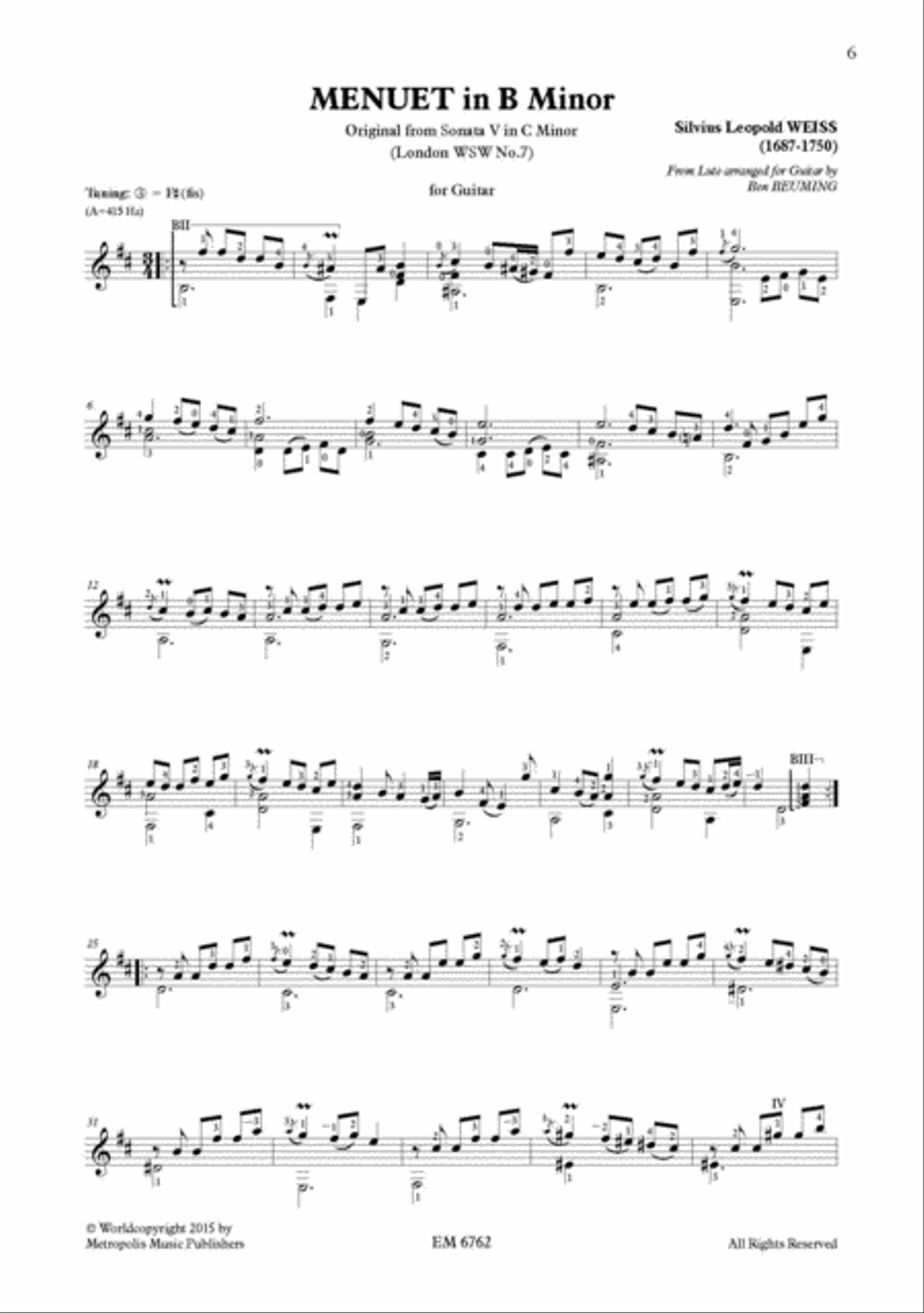Sonata V (London/Dresden nr.7) for Solo Guitar Classical Guitar scores gallery preview page 3