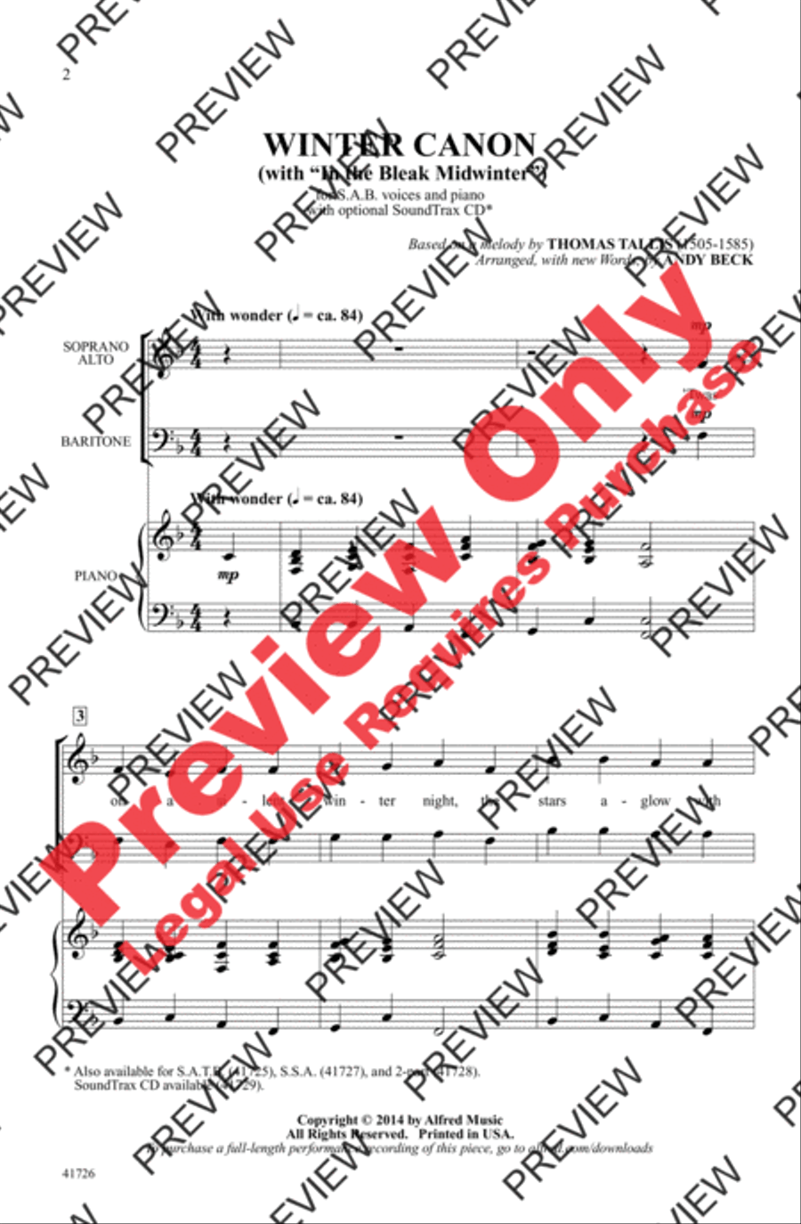 Winter Canon 3-Part scores gallery preview page 2