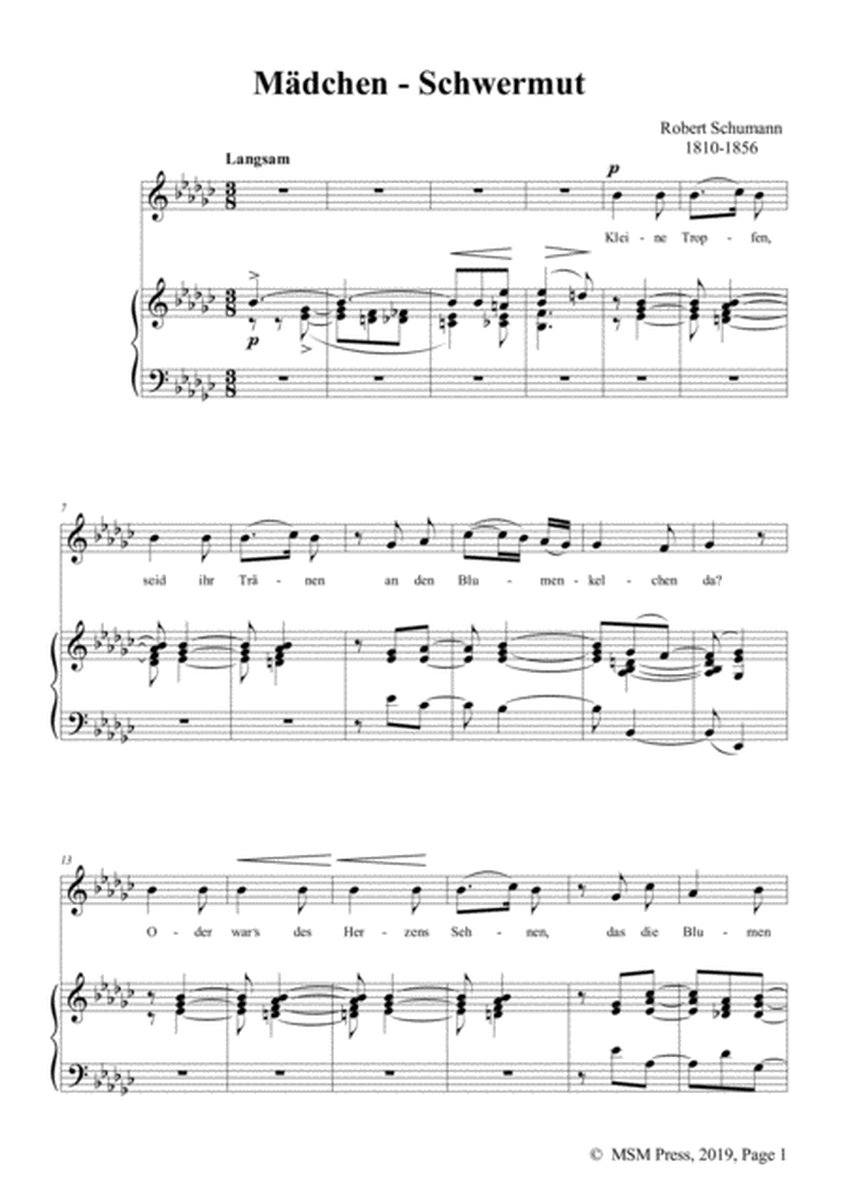 Schumann-Mädchen-Schwermut,Op.142 No.3,in e flat minor,for Voice&Piano
