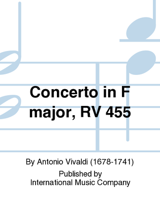 Book cover for Concerto In F Major, Rv 455