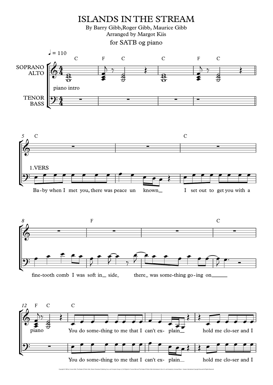 Islands In The Stream 4-Part scores gallery preview page 1