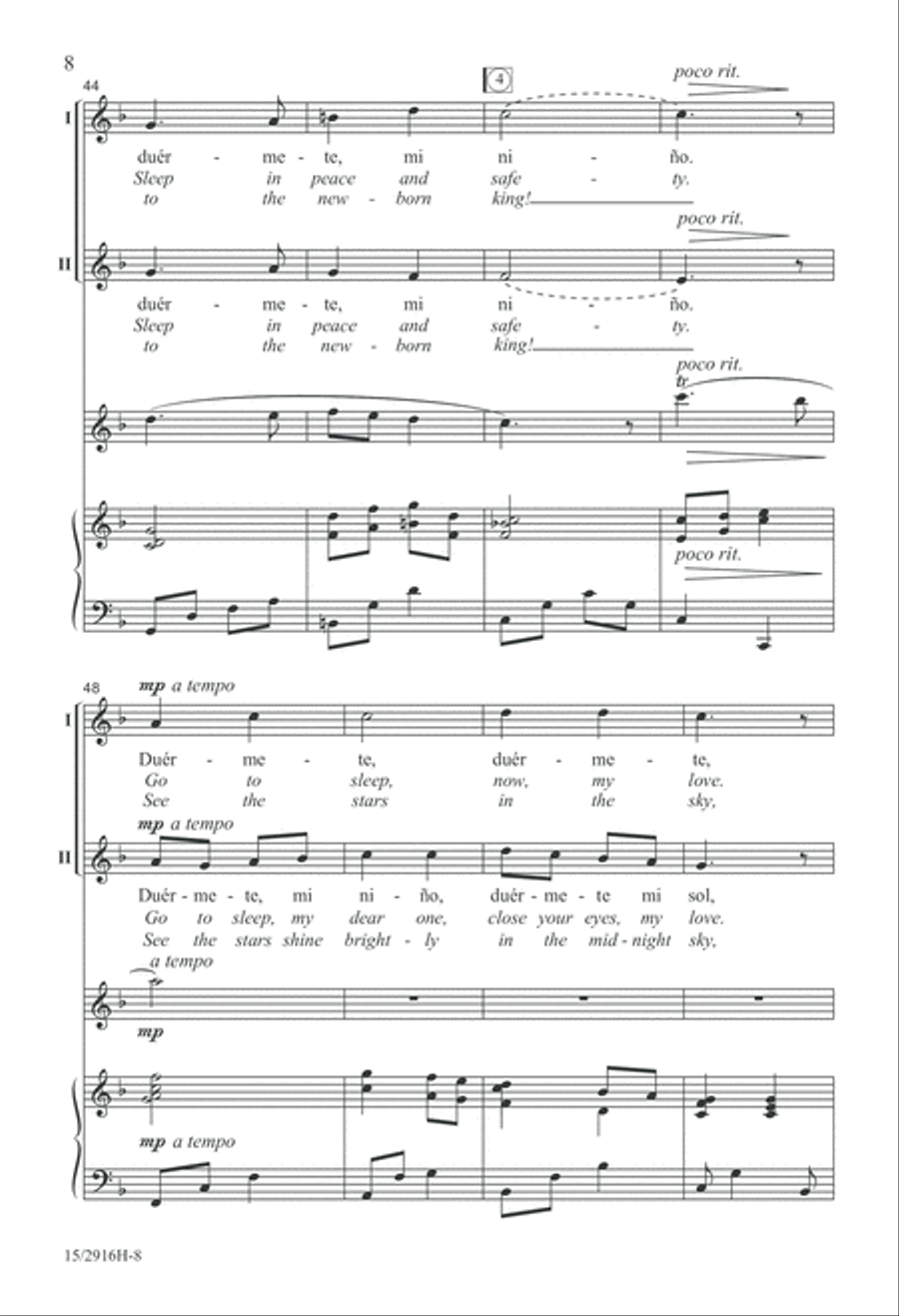 Duérmete (The Angels' Lullaby) 2-Part scores gallery preview page 9