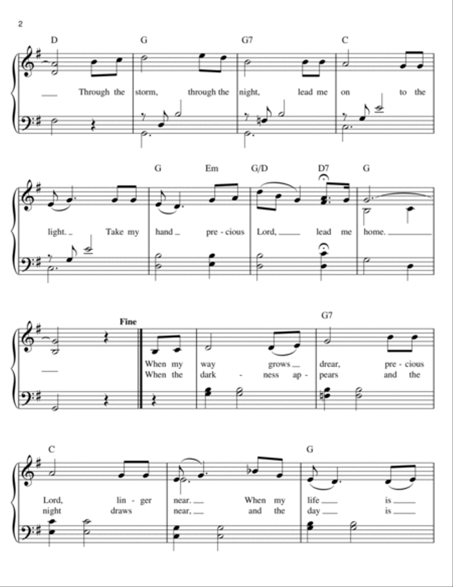 Precious Lord, Take My Hand (Take My Hand, Precious Lord) Easy Piano scores gallery preview page 2