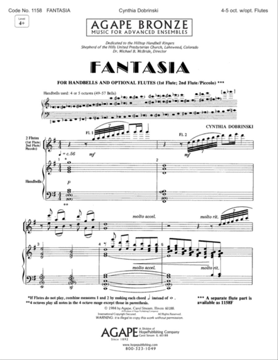Fantasia-Digital Download Handbell Choir scores gallery preview page 1