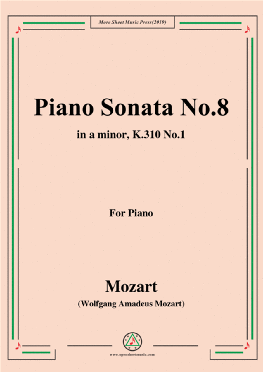 Mozart-Piano Sonata No.8 in a minor,K.310,No.1 Piano Solo scores gallery preview page 1