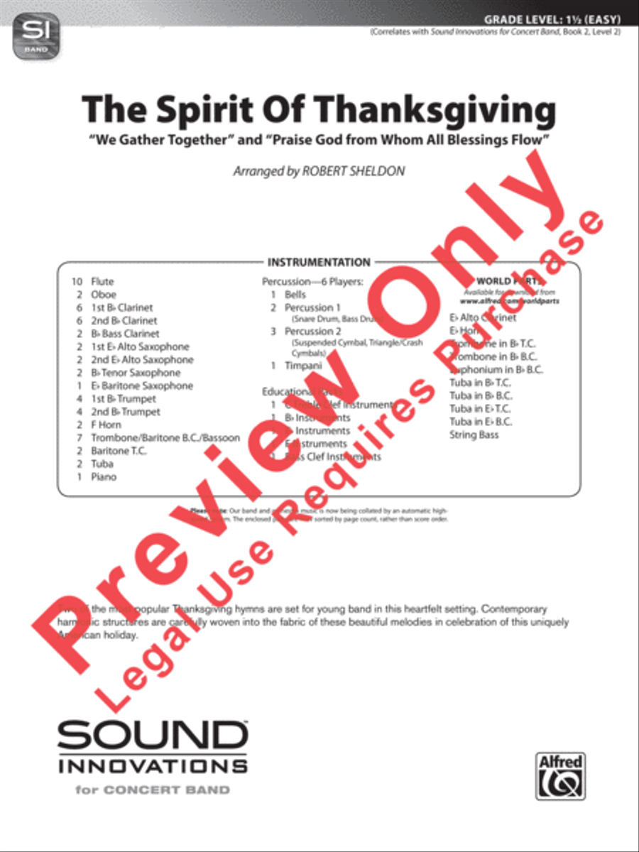 The Spirit of Thanksgiving Concert Band scores gallery preview page 2