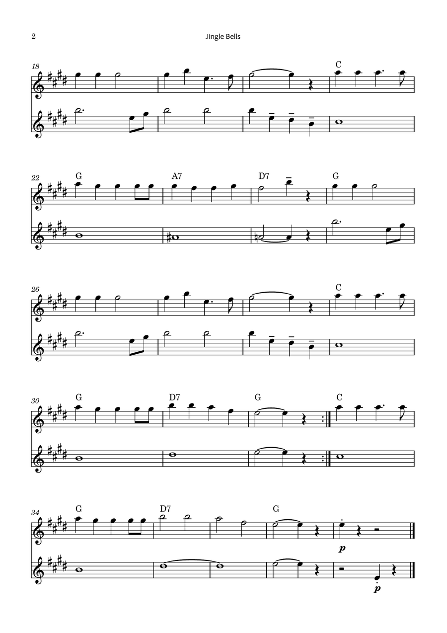 Jingle Bells Woodwind Duet scores gallery preview page 2
