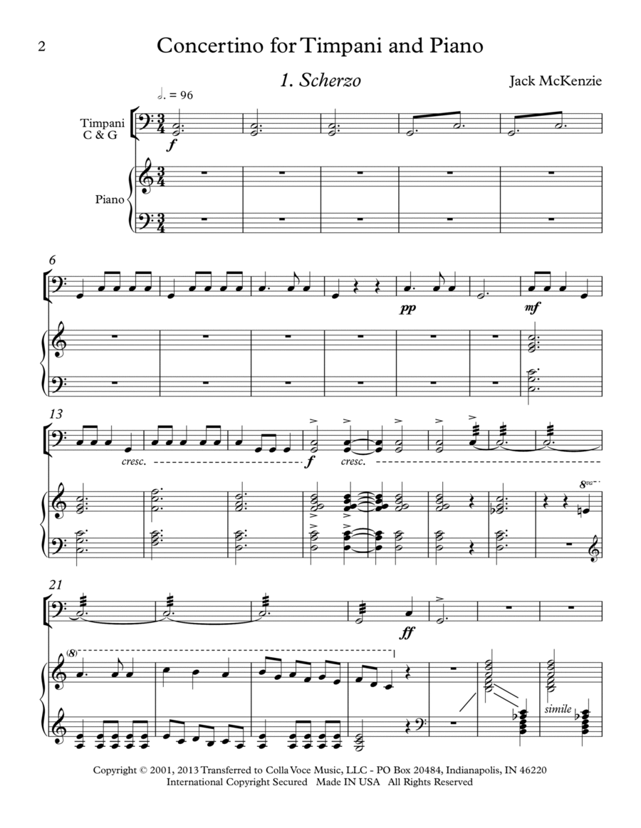 Concertino For Timpani & Piano Piano Accompaniment scores gallery preview page 1