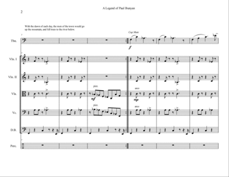 A Legend of Paul Bunyan (Quasi-Concerto for Trombone, Narrator and String Orchestra) String Orchestra scores gallery preview page 4