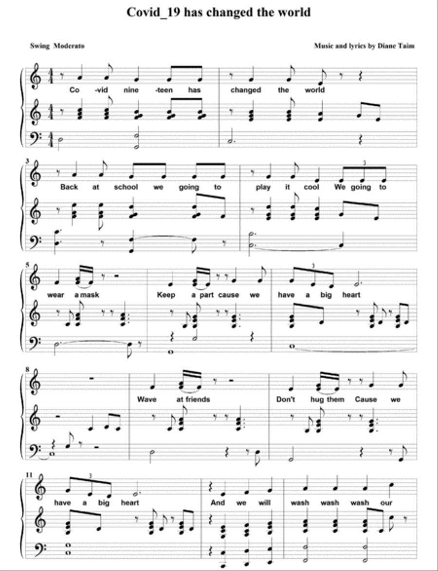 Covid-19 Has Changed the World Piano Method scores gallery preview page 1