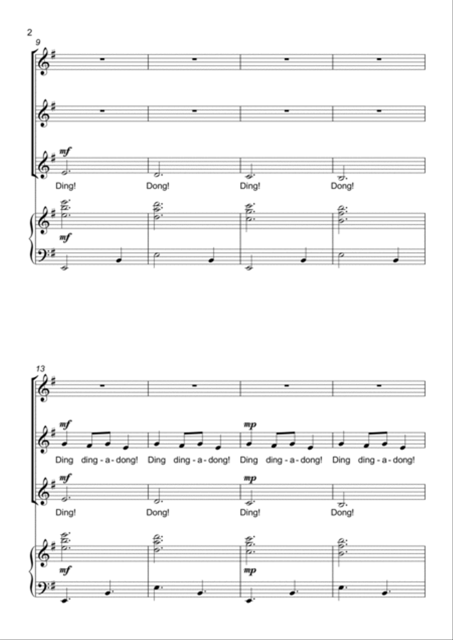 Carol of the Bells - 3 part choir - SSA - Upper Voices SSA scores gallery preview page 2