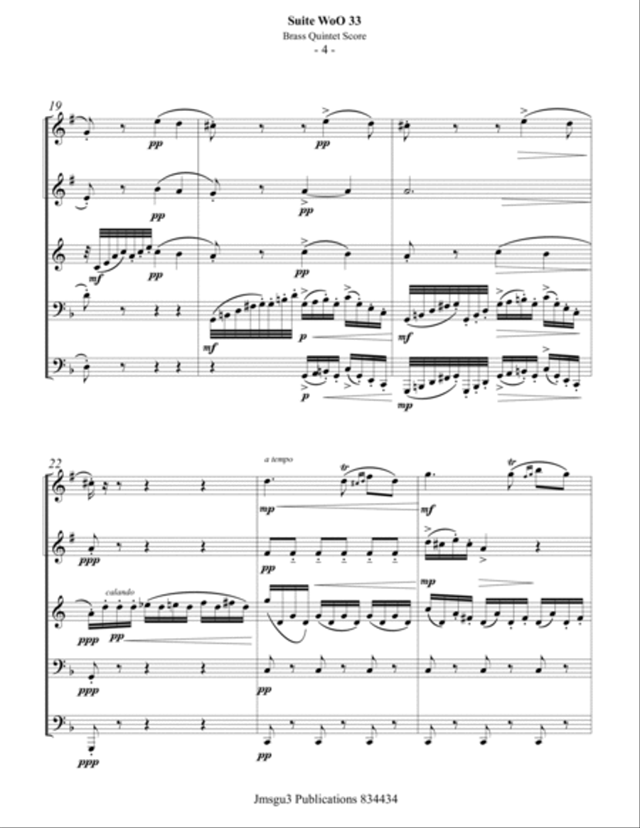 Beethoven: Suite WoO 33 for Brass Quintet Brass Quintet scores gallery preview page 4