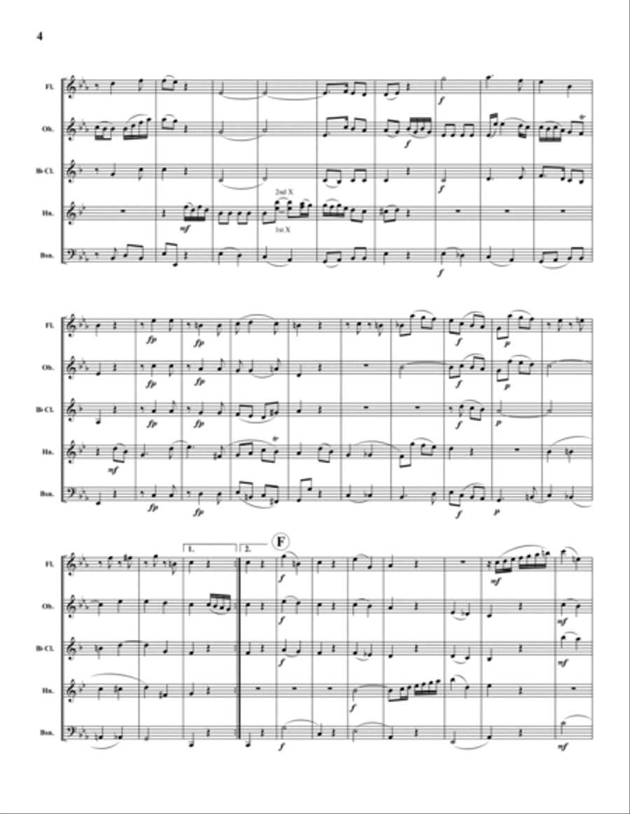 Quintet in Eb, No. 3, K. 407 (Mvt. 3) Woodwind Quintet scores gallery preview page 4