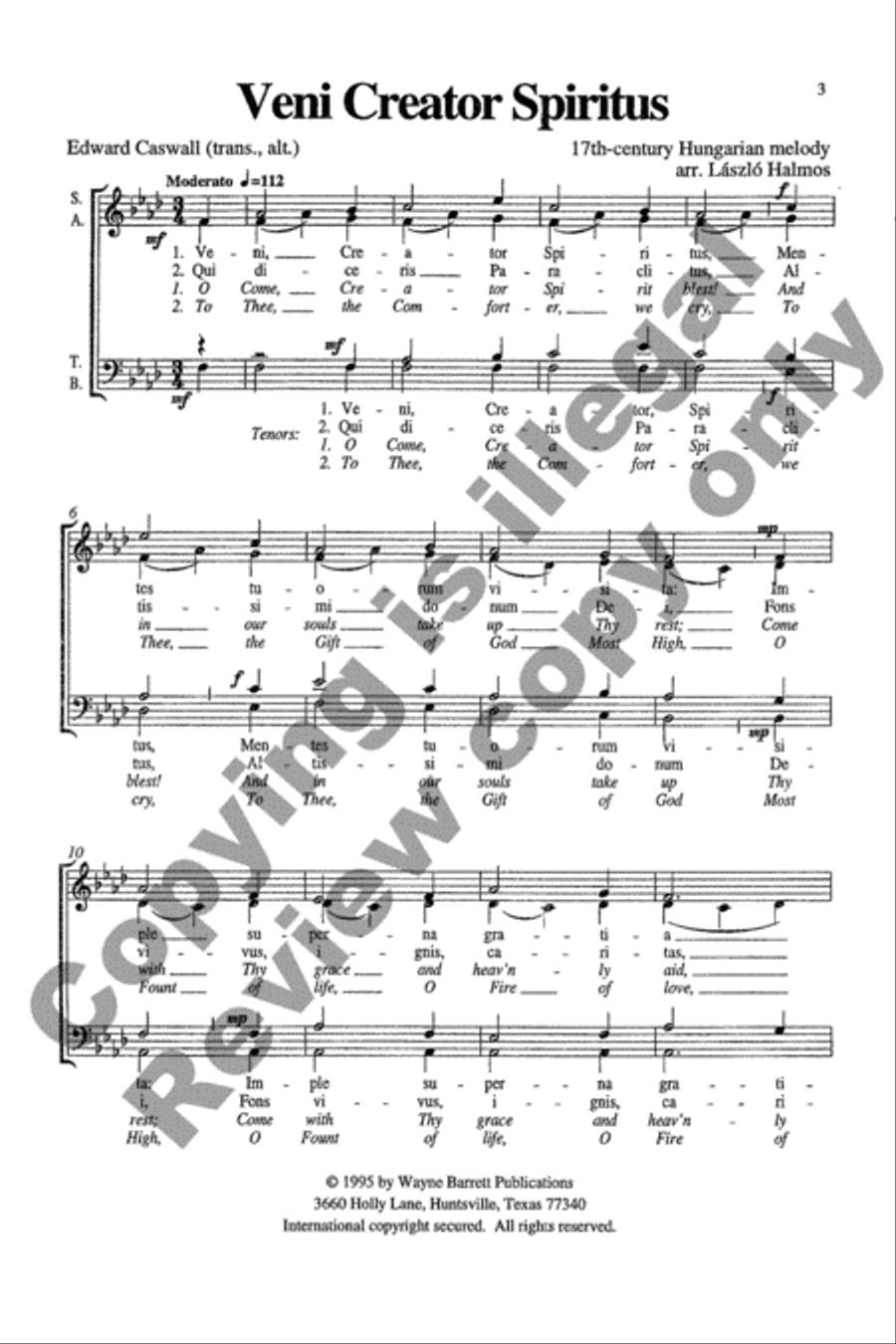 Veni Creator Spiritus 4-Part scores gallery preview page 3