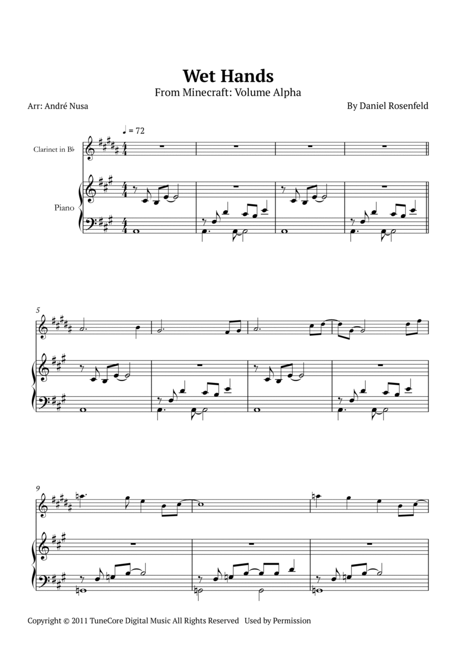 Wet Hands Clarinet Solo scores gallery preview page 1