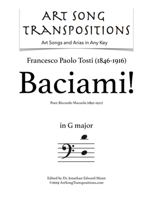 TOSTI: Baciami! (transposed to G major, bass clef)