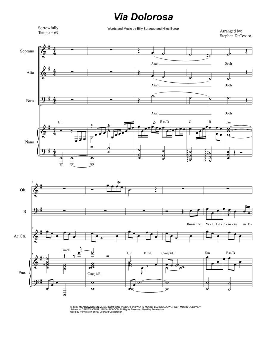 Via Dolorosa Piano, Vocal scores gallery preview page 1