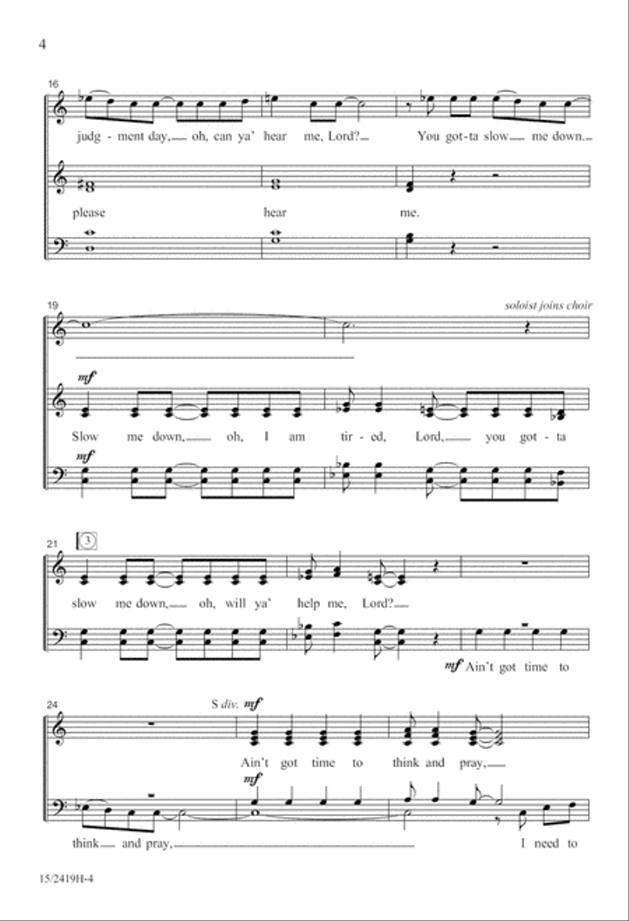 Slow Me Down, Lord Slow Me Down, Lord 4-Part scores gallery preview page 4
