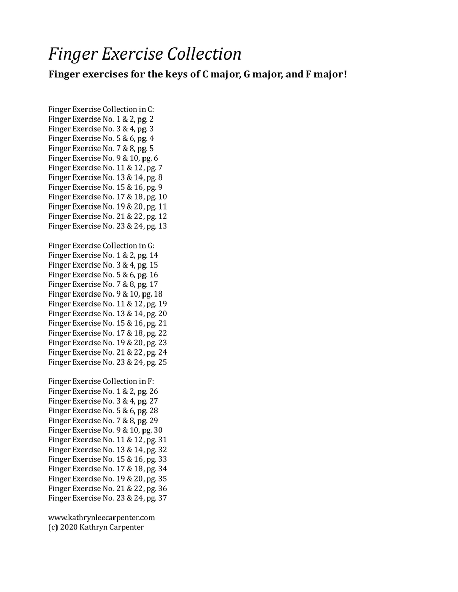Finger Exercise Collection for Piano Piano Method scores gallery preview page 1