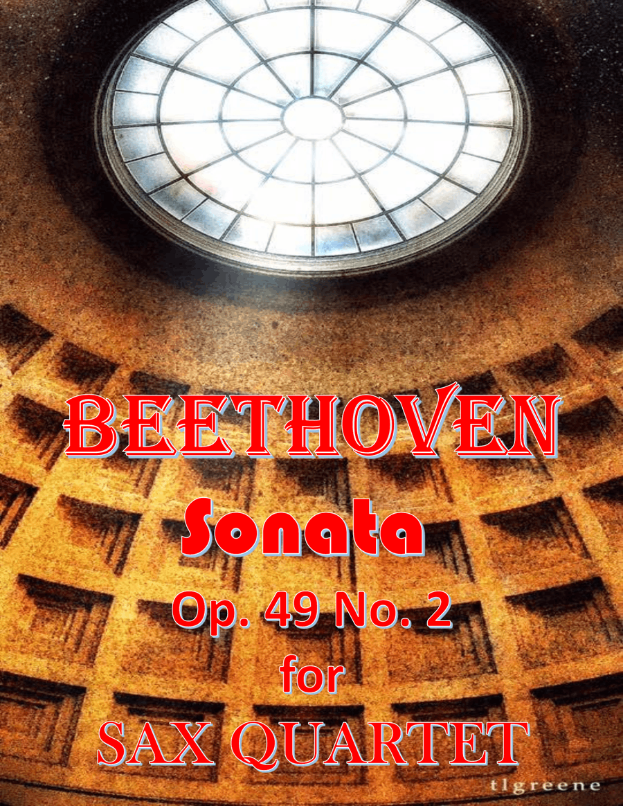 Beethoven: Sonata Op. 49 No. 2 for Sax Quartet Saxophone Quartet scores gallery preview page 1