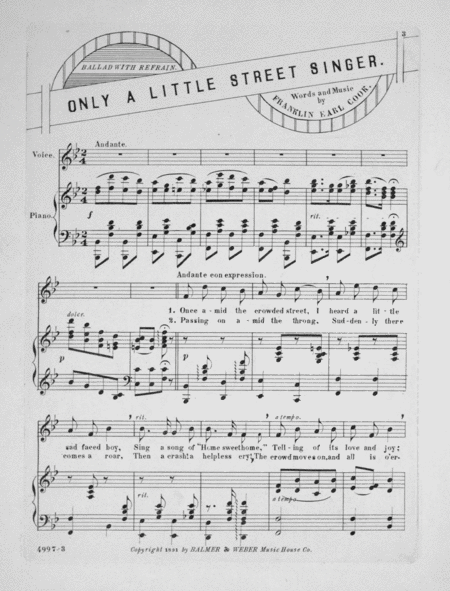 Only a Little Street Singer. Ballad. With Waltz Refrain