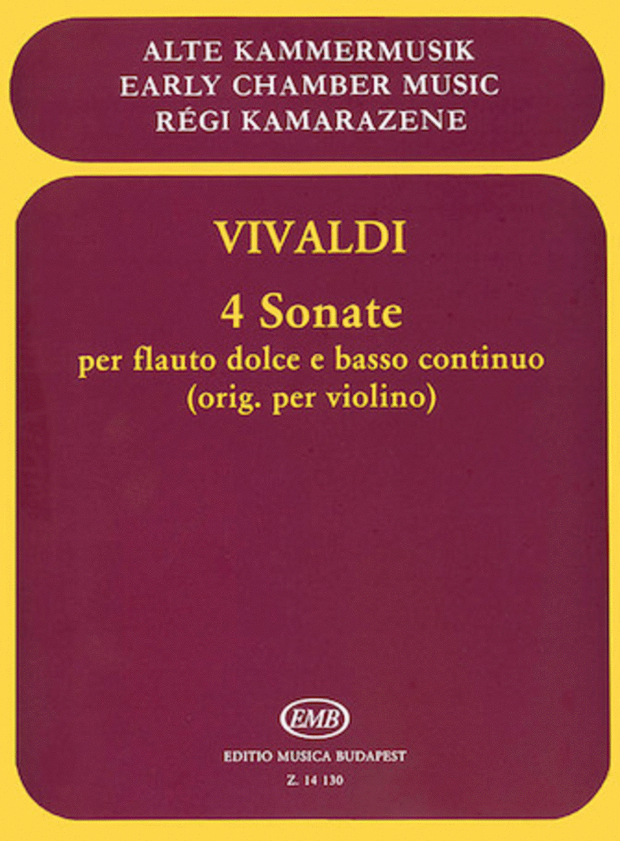 4 Sonatas for Recorder and Basso Continuo, RV 8, 23, 27, 36 Recorder scores gallery preview page 1